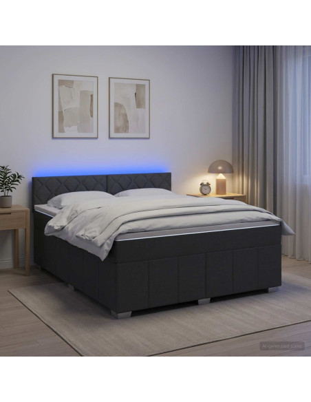 Letto box spring con materasso Grigio Scuro 180 x 200 cm