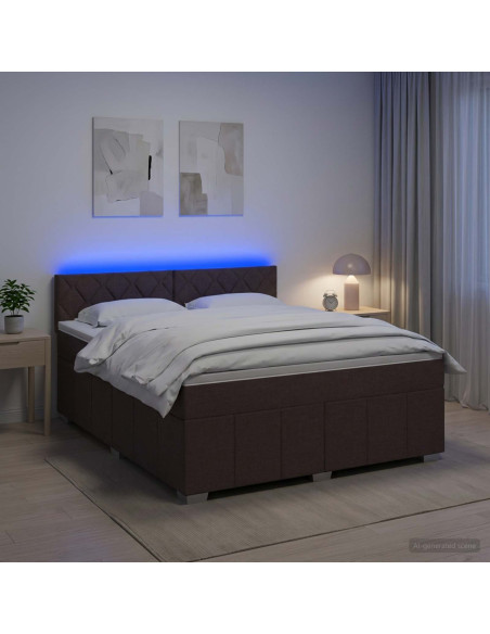 Letto box spring con materasso Marrone Scuro 180 x 200 cm