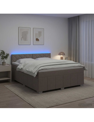 Letto box spring con materasso Tortora 180 x 200 cm Tessuto