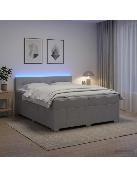 Letto box spring con materasso Grigio Chiaro 200 x 200 cm