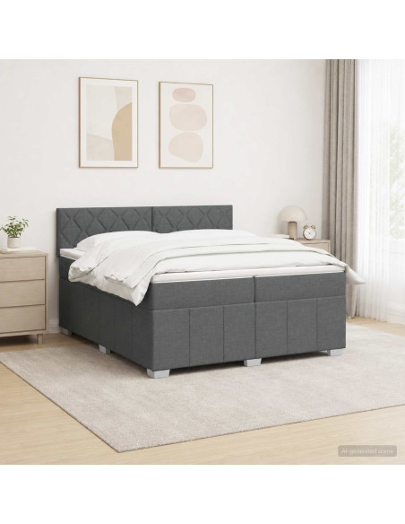 Letto box spring con materasso Grigio Scuro 200 x 200 cm