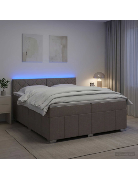 Letto box spring con materasso Tortora 200 x 200 cm Tessuto
