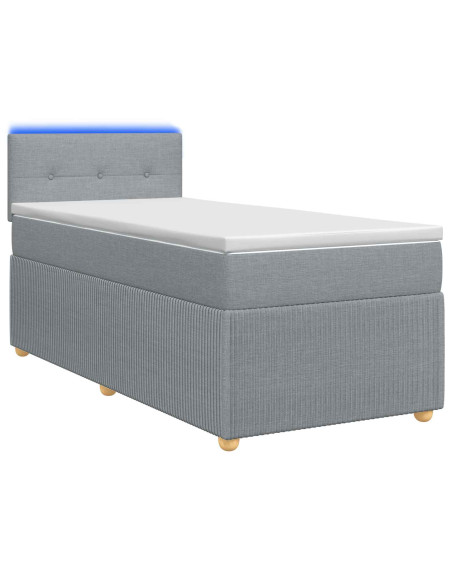 Letto box spring con materasso Grigio Chiaro 80 x 200 cm