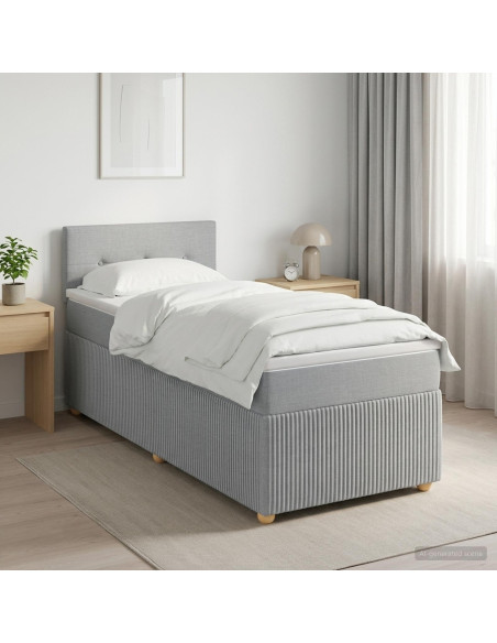 Letto box spring con materasso Grigio Chiaro 80 x 200 cm