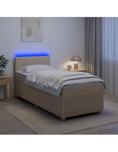 Letto box spring con materasso Crema 80 x 200 cm Tessuto