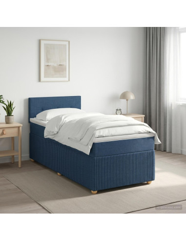 Letto box spring con materasso Blu 80 x 200 cm Tessuto