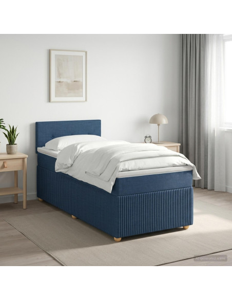Letto box spring con materasso Blu 80 x 200 cm Tessuto