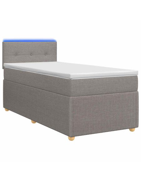 Letto box spring con materasso Tortora 90 x 200 cm Tessuto