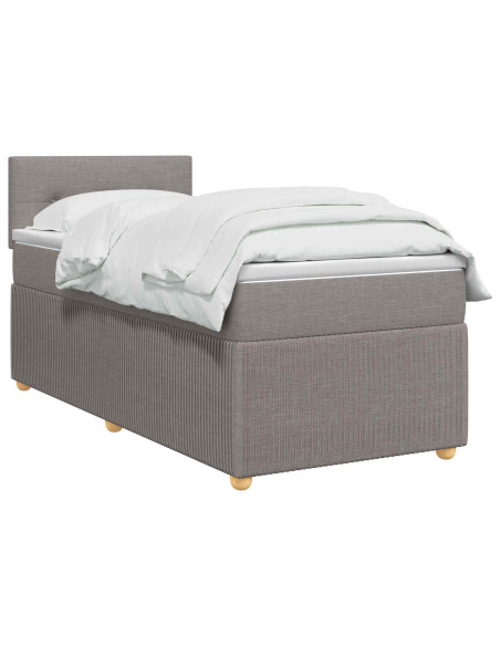 Letto box spring con materasso Tortora 90 x 200 cm Tessuto