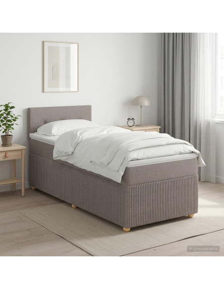 Letto box spring con materasso Tortora 90 x 200 cm Tessuto
