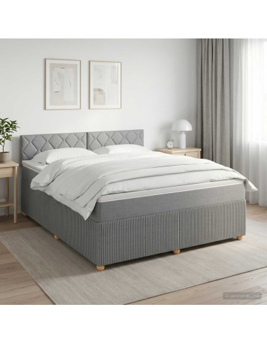 Letto box spring con materasso Grigio Chiaro 140 x 190 cm
