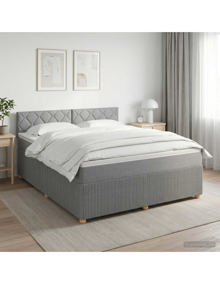Letto box spring con materasso Grigio Chiaro 140 x 200 cm