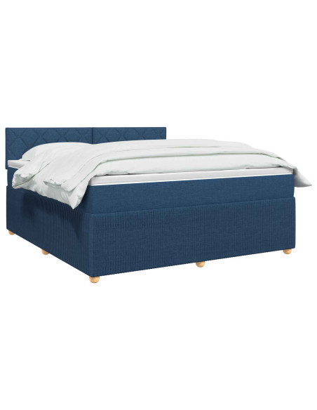 Letto box spring con materasso Blu 160 x 200 cm Tessuto