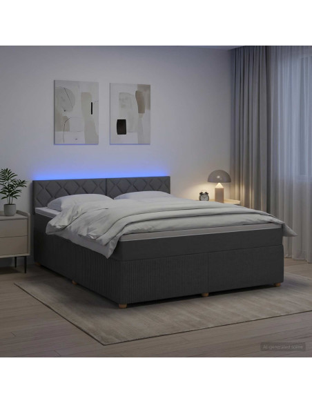 Letto box spring con materasso Grigio Scuro 180 x 200 cm