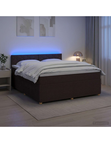 Letto box spring con materasso Marrone Scuro 180 x 200 cm