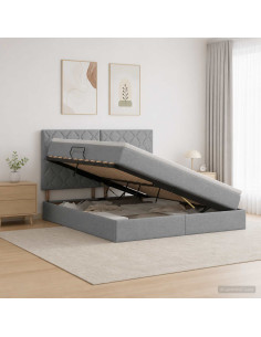 Letto con contenitore LED e materasso Grigio Chiaro