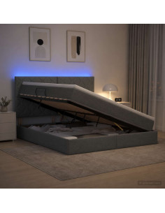 Letto con contenitore LED e materasso Grigio Scuro 180 x 200 cm