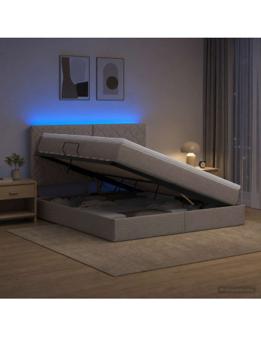 Letto con contenitore LED e materasso Tortora 180 x 200 cm