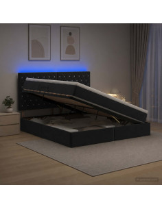 Letto con contenitore LED e materasso Nero 160 x 200 cm Velluto
