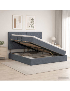 Letto con contenitore LED e materasso Grigio Scuro 180 x 200 cm