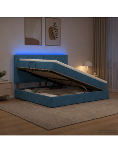 Letto con contenitore LED e materasso Blu Scuro 180 x 200 cm