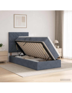 Letto con contenitore LED e materasso Grigio Scuro 90 x 200 cm