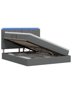 Letto con contenitore LED e materasso Grigio Scuro 160 x 200 cm 2