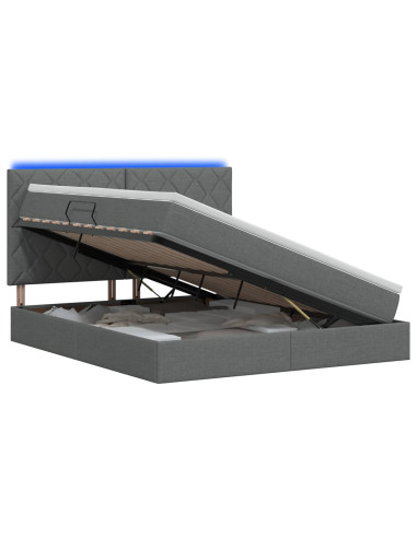 Letto con contenitore LED e materasso Grigio Scuro 160 x 200 cm