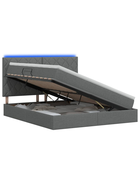 Letto con contenitore LED e materasso Grigio Scuro 160 x 200 cm