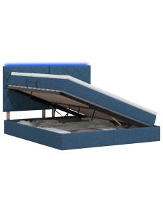 Letto con contenitore LED e materasso Blu 160 x 200 cm Tessuto 2