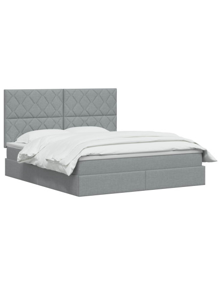 Letto con contenitore LED e materasso Grigio Chiaro