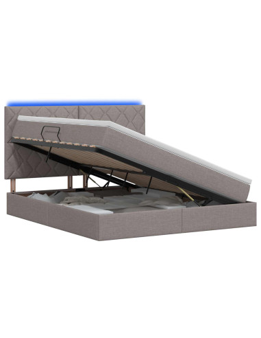 Letto con contenitore LED e materasso Tortora 180 x 200 cm