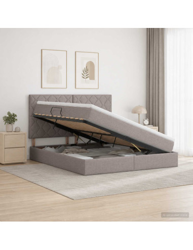 Letto con contenitore LED e materasso Tortora 180 x 200 cm