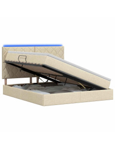 Letto con contenitore LED e materasso Crema 180 x 200 cm 2