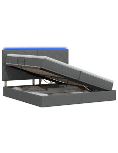 Letto con contenitore LED e materasso Grigio Scuro 200 x 200 cm 2
