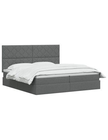 Letto con contenitore LED e materasso Grigio Scuro 200 x 200 cm