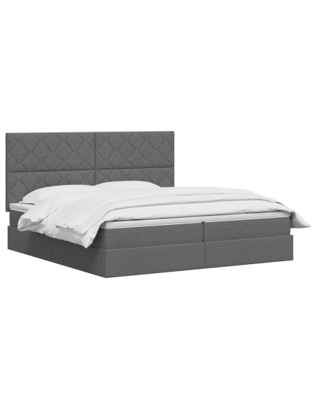 Letto con contenitore LED e materasso Grigio Scuro 200 x 200 cm