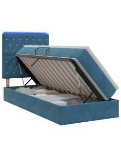 Letto con contenitore LED e materasso Blu Scuro 100 x 200 cm 2