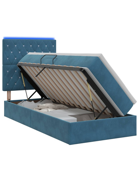 Letto con contenitore LED e materasso Blu Scuro 100 x 200 cm
