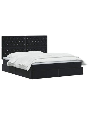 Letto con contenitore LED e materasso Nero 160 x 200 cm Velluto