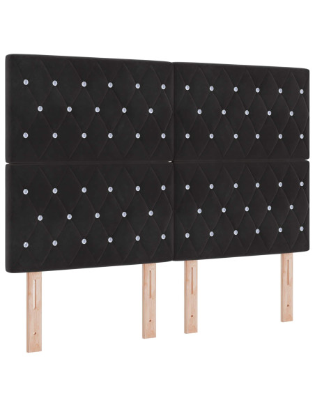 Letto con contenitore LED e materasso Nero 160 x 200 cm Velluto