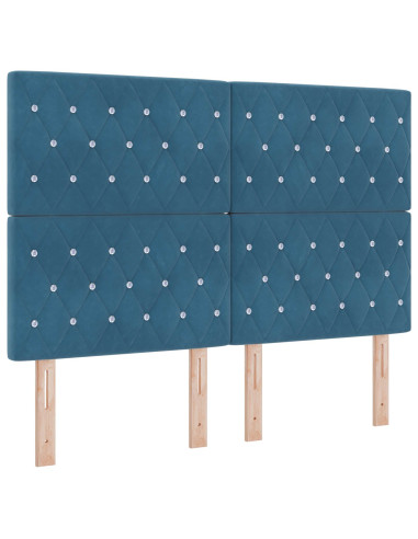 Letto con contenitore LED e materasso Blu Scuro 160 x 200 cm