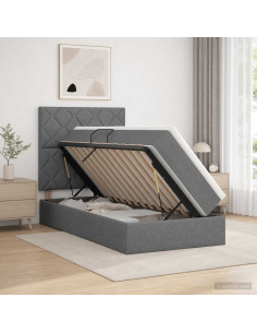 Letto con contenitore LED e materasso Grigio Scuro 90 x 200 cm