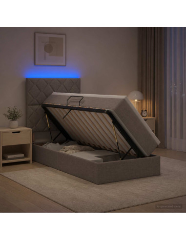Letto con contenitore LED e materasso Tortora 90 x 200 cm