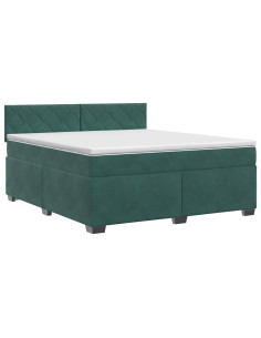 Letto box spring con materasso Verde Scuro 160 x 200 cm Velluto 2