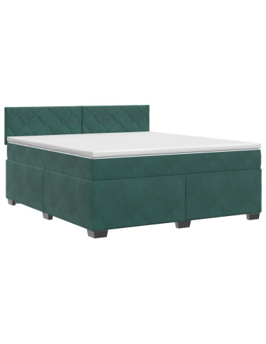 Letto box spring con materasso Verde Scuro 160 x 200 cm Velluto