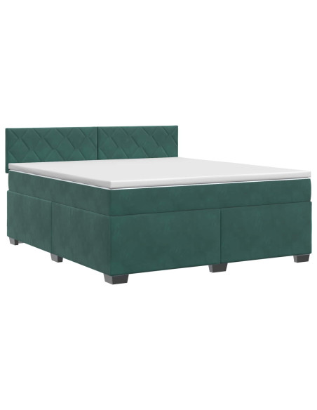 Letto box spring con materasso Verde Scuro 160 x 200 cm Velluto