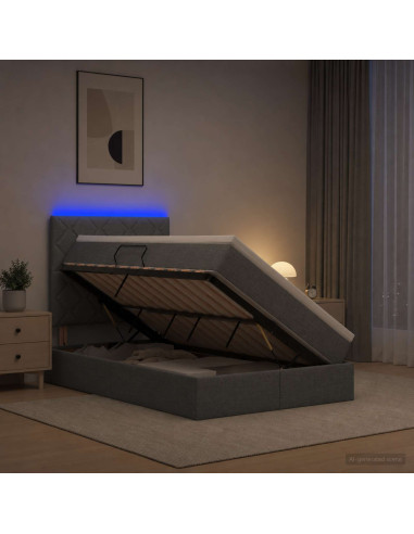 Letto con contenitore LED e materasso Grigio Scuro 120 x 200 cm