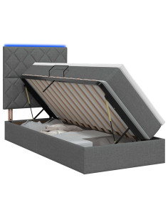Letto con contenitore LED e materasso Grigio Scuro 90 x 200 cm 2
