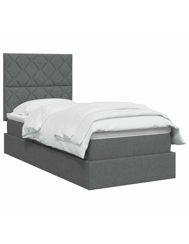 Letto con contenitore LED e materasso Grigio Scuro 90 x 200 cm